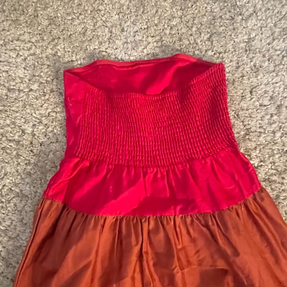 Forever 21 Strapless Pink Brown Colorblock Maxi Dress S - Picture 8 of 9